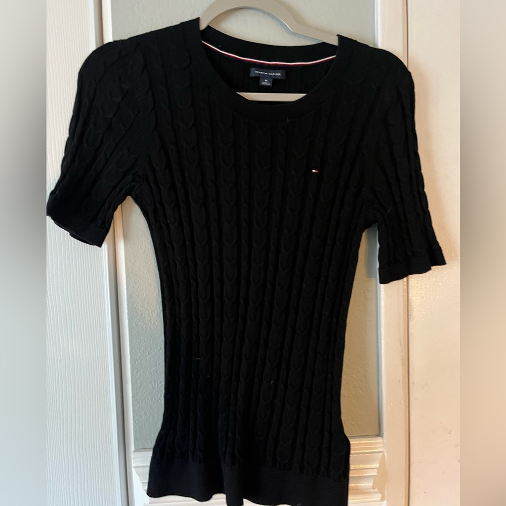 Tommy Hilfiger black short sleeve sweater size M